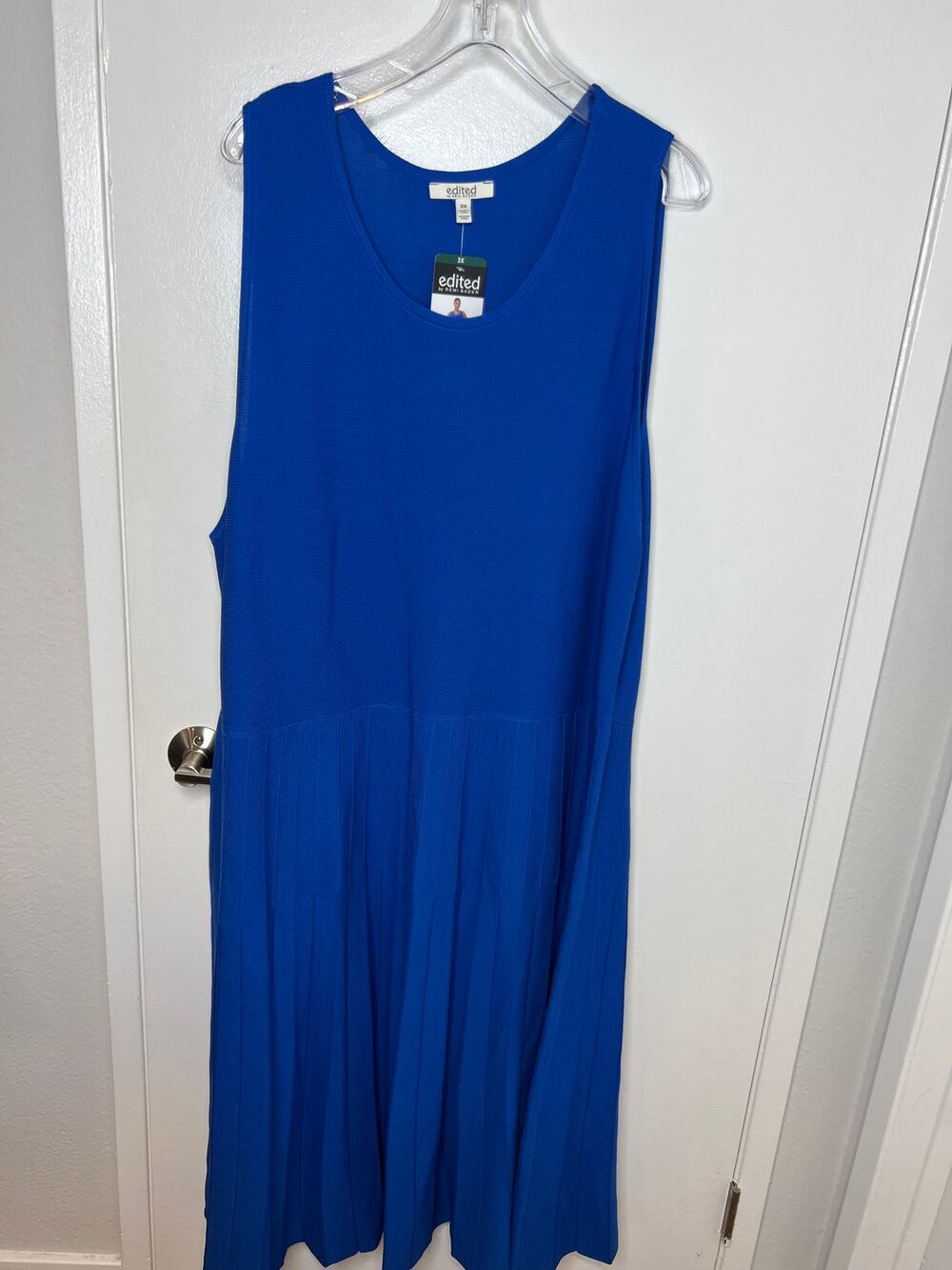 Edited by Remi Bader Pleated Sleeveless Stretch Dress Blue NEW ~ Size 3X